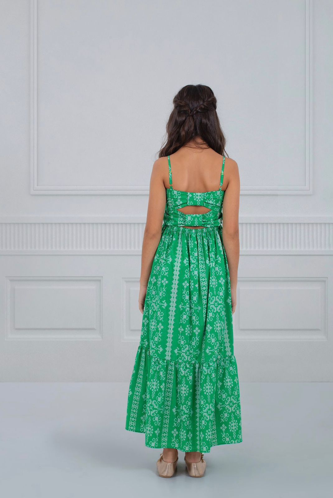 Vestido Estampa Bordado Verde