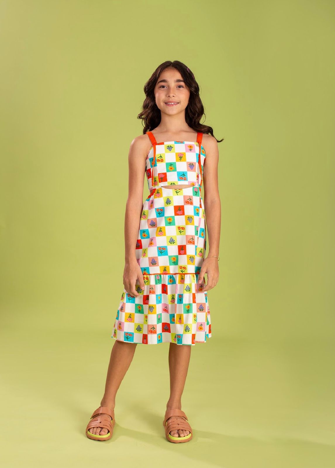 Vestido Flores em Cubos